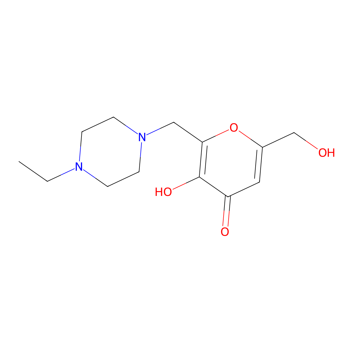 2-(4-Ethyl-piperazin-1-ylmethyl)-3-hydroxy-6-hydroxymethyl-pyran-4-one molecular structure, CAS 325992-55-0