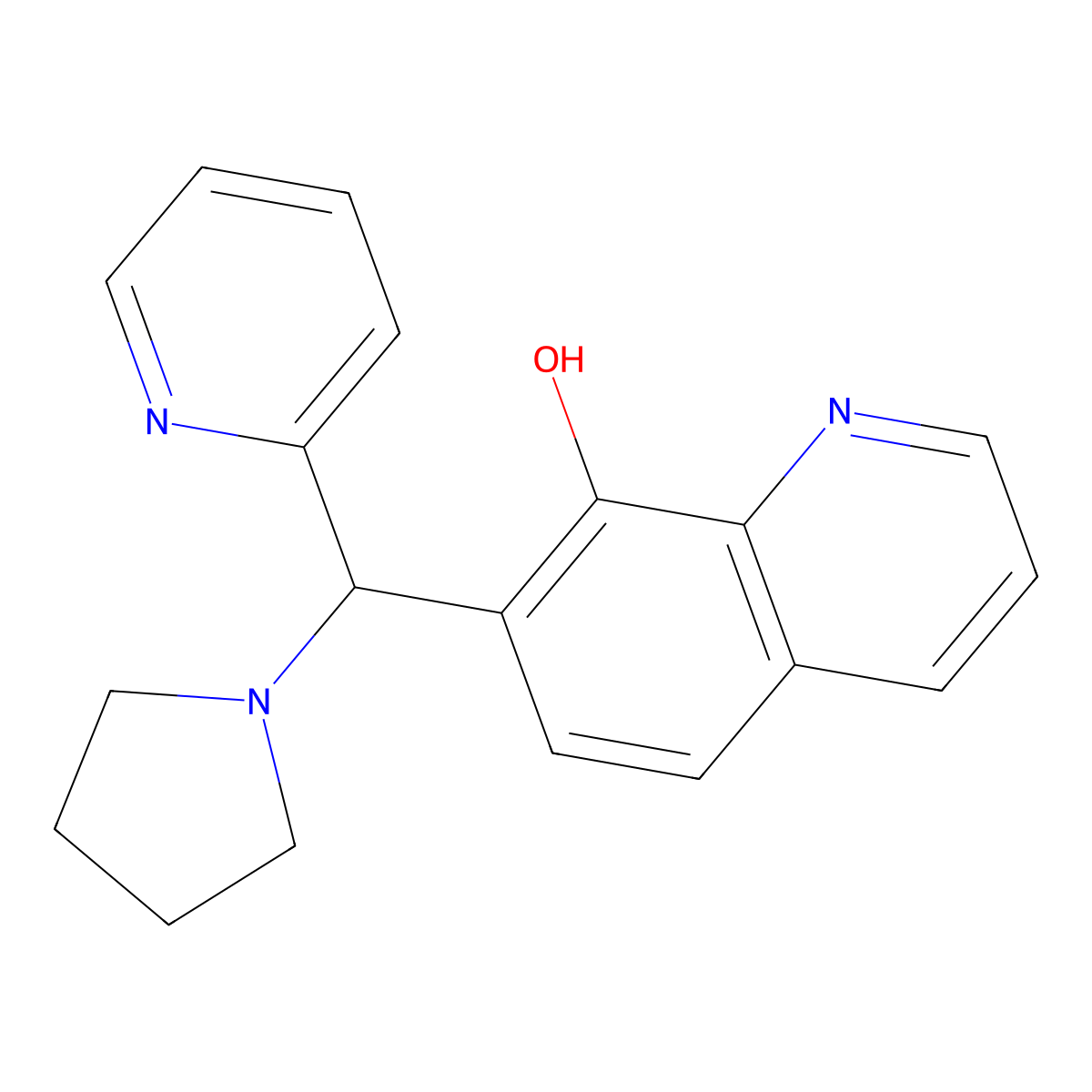 7-(Pyridin-2-yl(pyrrolidin-1-yl)methyl)quinolin-8-ol molecular structure, CAS 325992-57-2