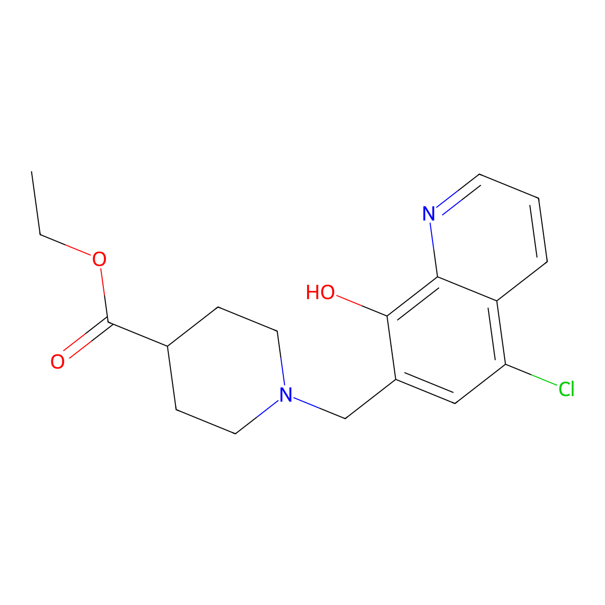 Ethyl 1-[(5-chloro-8-hydroxyquinolin-7-yl)methyl]piperidine-4-carboxylate molecular structure, CAS 325992-62-9