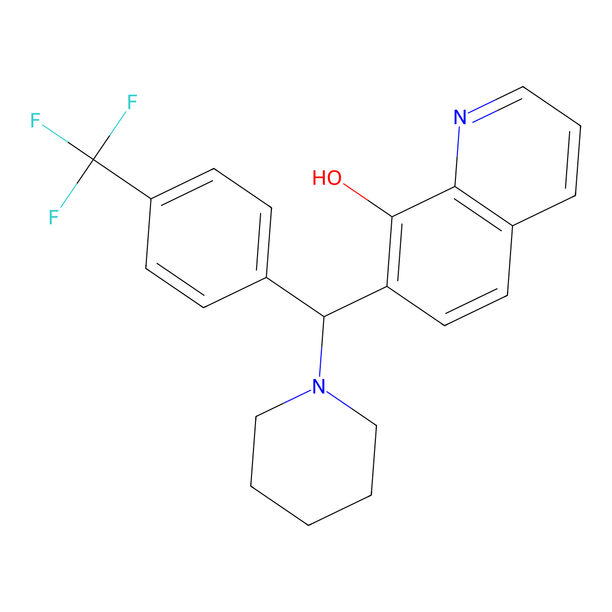 7-{Piperidyl[4-(trifluoromethyl)phenyl]methyl}quinolin-8-ol molecular structure, CAS 325992-68-5