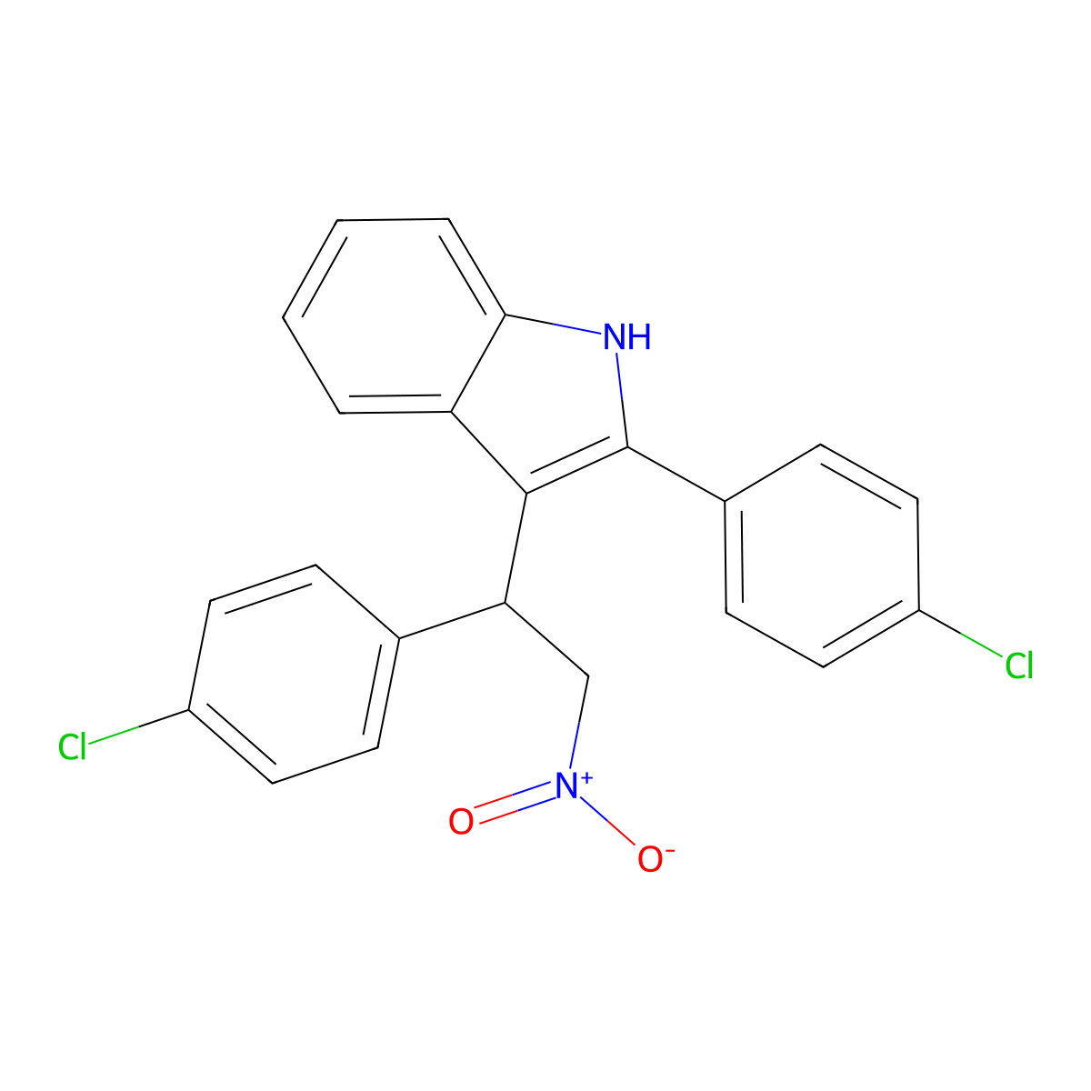 2-(4-chlorophenyl)-3-[1-(4-chlorophenyl)-2-nitroethyl]-1H-indole molecular structure, CAS 325992-80-1