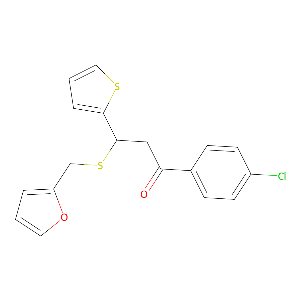 1-(4-Chlorophenyl)-3-(furan-2-ylmethylsulfanyl)-3-thiophen-2-ylpropan-1-one molecular structure, CAS 325992-87-8