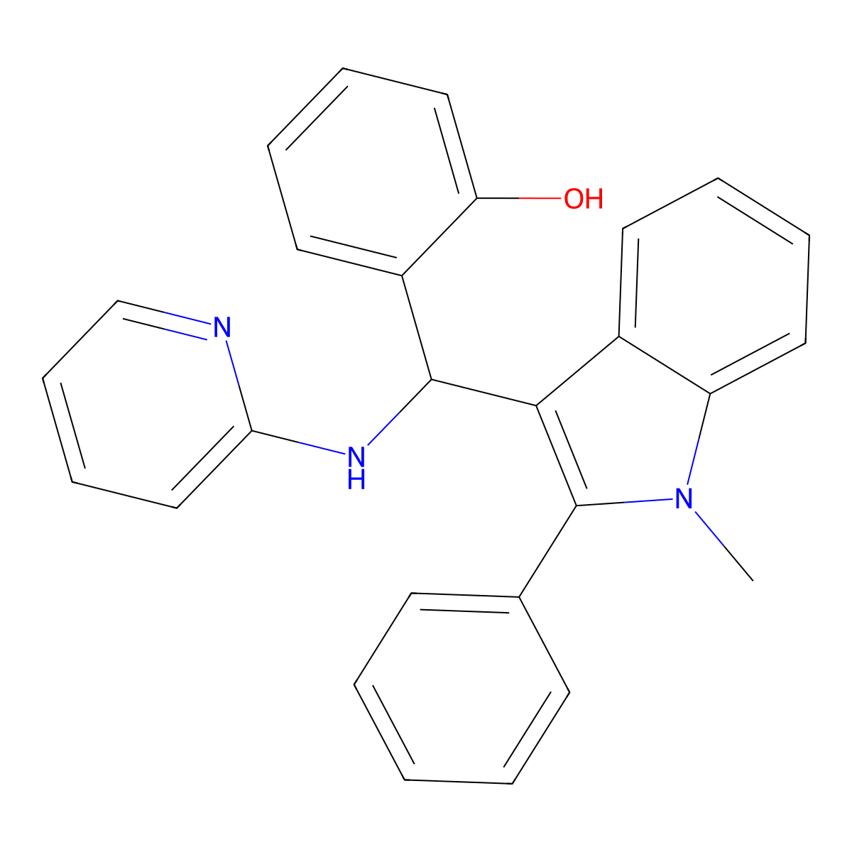 2-[(1-methyl-2-phenyl-1H-indol-3-yl)[(pyridin-2-yl)amino]methyl]phenol molecular structure, CAS 325992-91-4