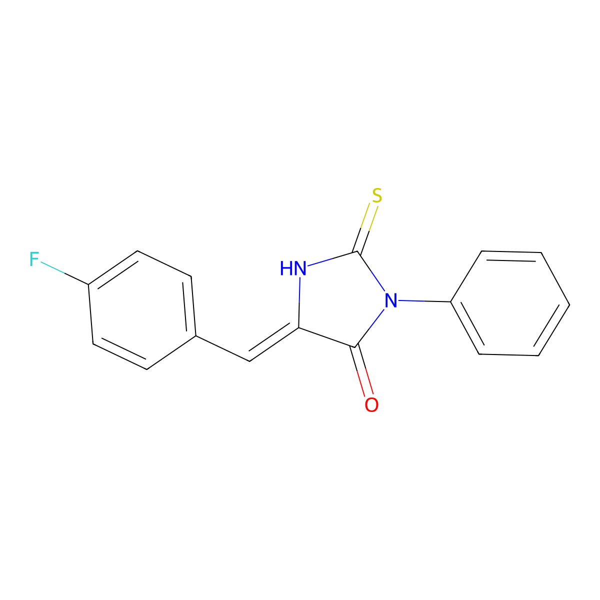 5-[(4-Fluorophenyl)methylidene]-3-phenyl-2-sulfanylideneimidazolidin-4-one molecular structure, CAS 325994-11-4