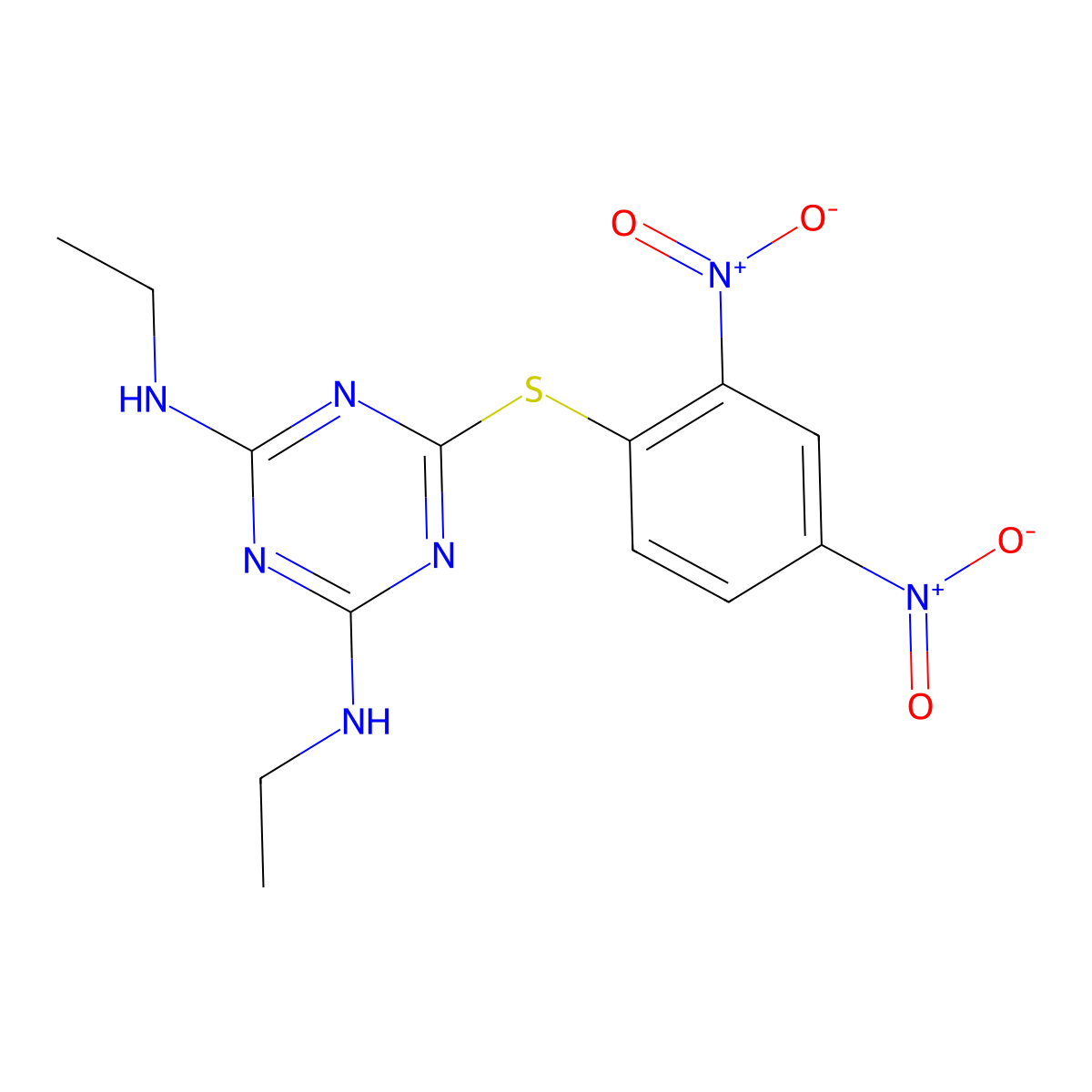 6-((2,4-dinitrophenyl)thio)-N2,N4-diethyl-1,3,5-triazine-2,4-diamine molecular structure, CAS 325994-34-1