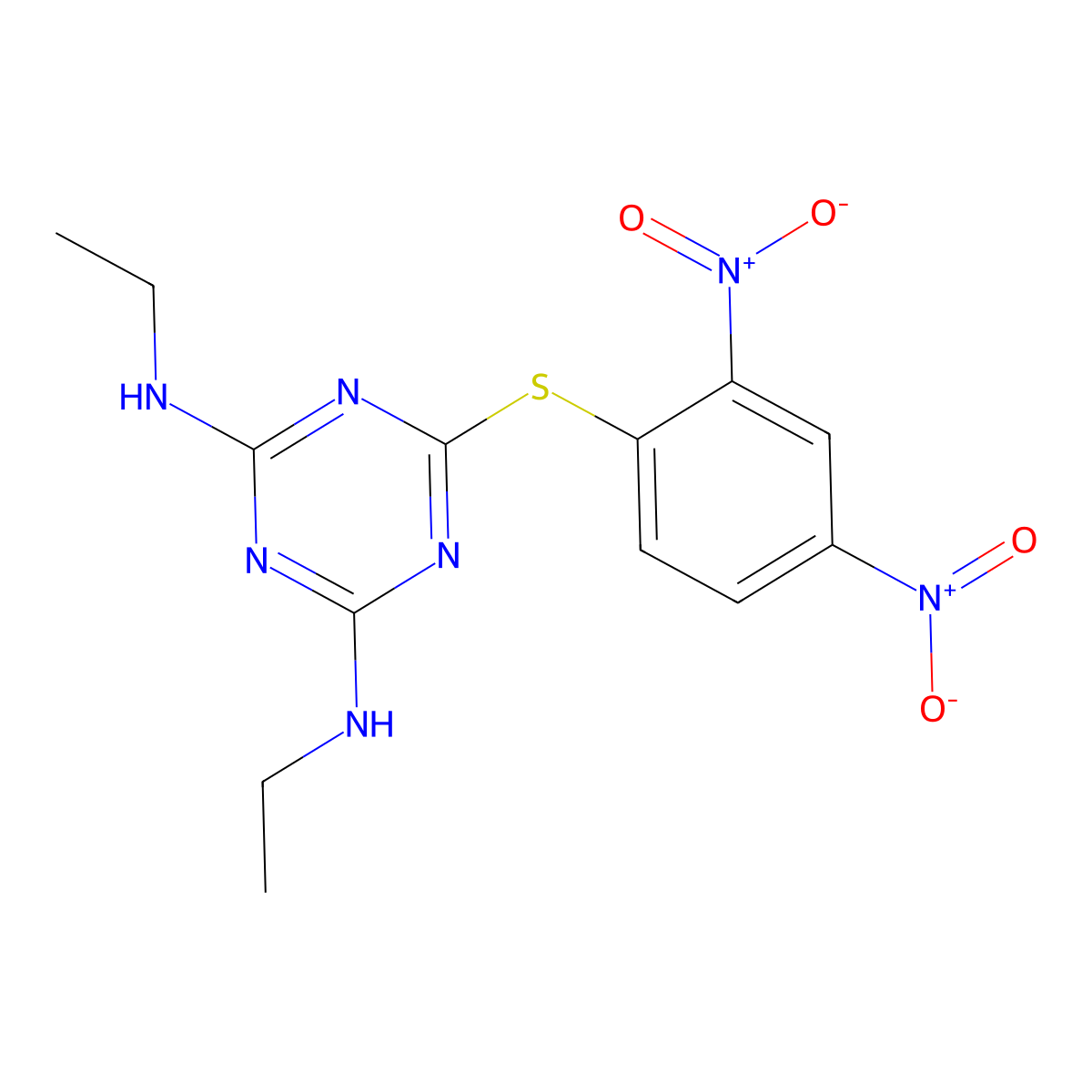 6-((2,4-dinitrophenyl)thio)-N2,N4-diethyl-1,3,5-triazine-2,4-diamine molecular structure, CAS 325994-34-1