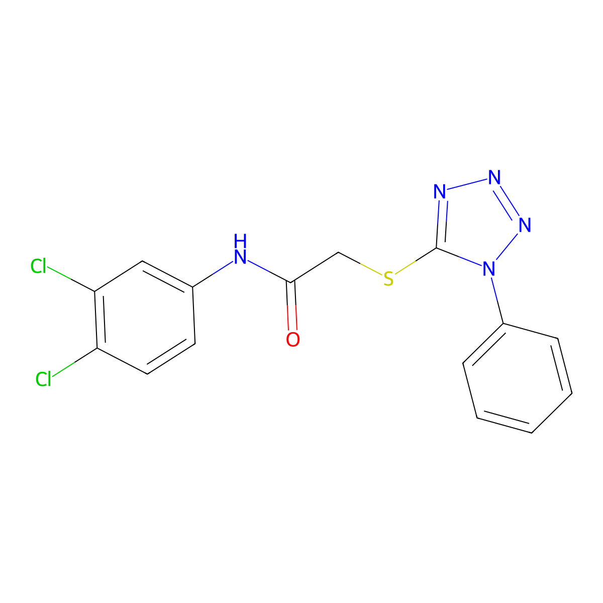 N-(3,4-dichlorophenyl)-2-[(1-phenyl-1H-tetrazol-5-yl)sulfanyl]acetamide molecular structure, CAS 325994-54-5