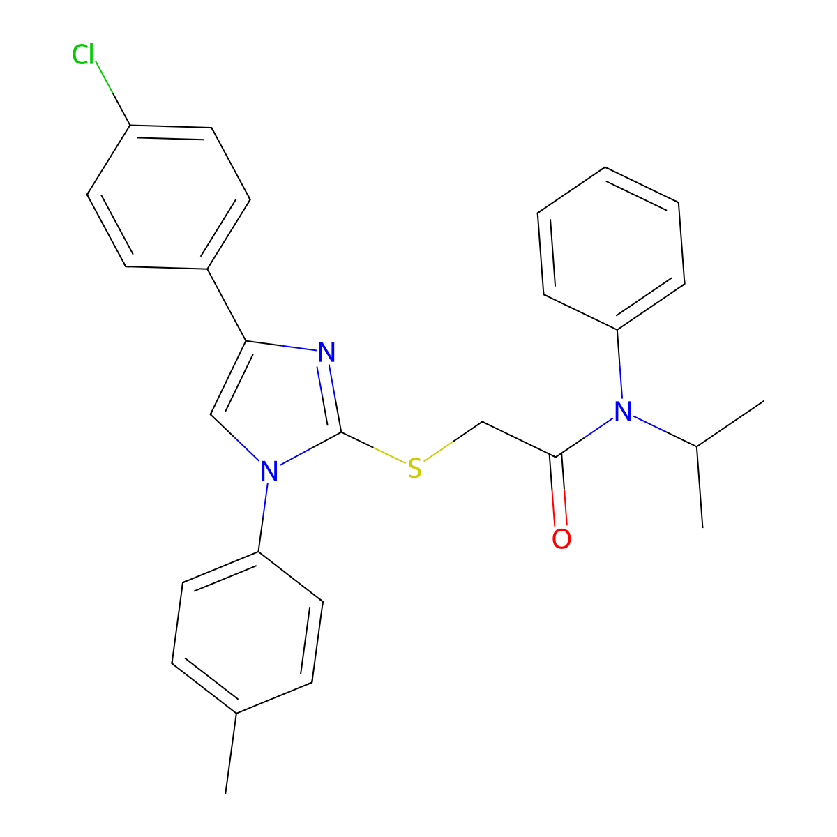 2-((4-(4-chlorophenyl)-1-(p-tolyl)-1H-imidazol-2-yl)thio)-N-isopropyl-N-phenylacetamide molecular structure, CAS 325995-11-7