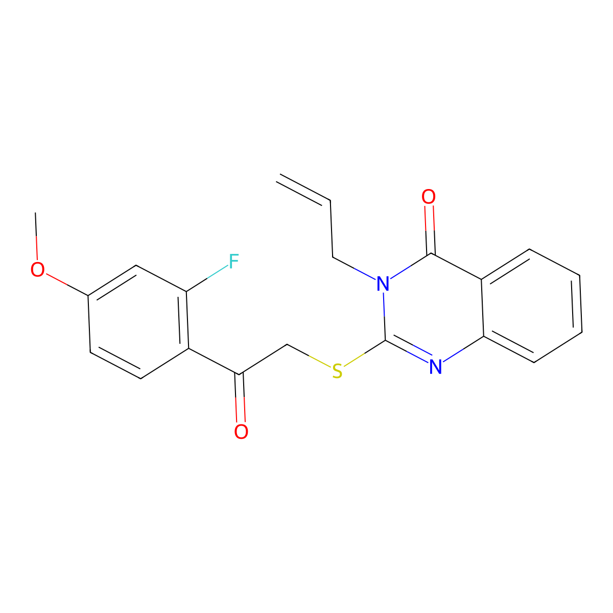 3-allyl-2-((2-(2-fluoro-4-methoxyphenyl)-2-oxoethyl)thio)quinazolin-4(3H)-one molecular structure, CAS 325995-69-5