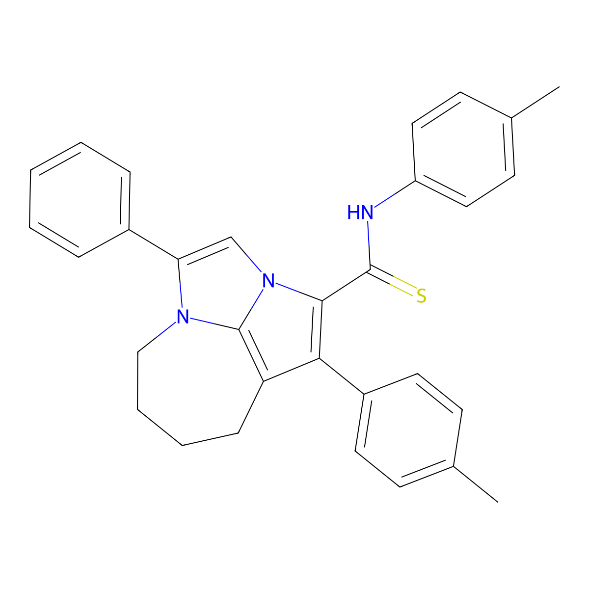 N,1-bis(4-methylphenyl)-4-phenyl-5,6,7,8-tetrahydro-2a,4a-diazacyclopenta[cd]azulene-2-carbothioamide molecular structure, CAS 325996-51-8