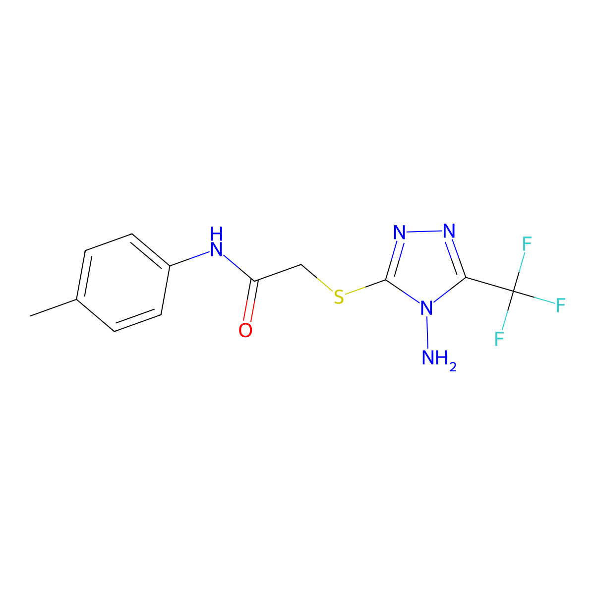 2-{[4-amino-5-(trifluoromethyl)-4H-1,2,4-triazol-3-yl]sulfanyl}-N-(4-methylphenyl)acetamide molecular structure, CAS 325996-60-9