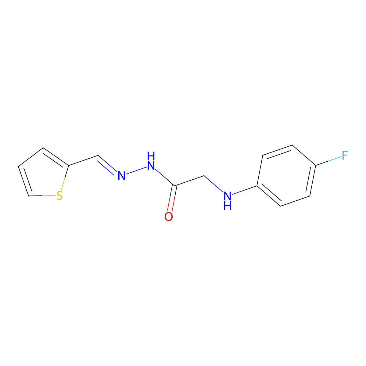 2-[(4-fluorophenyl)amino]-N'-[(E)-thiophen-2-ylmethylidene]acetohydrazide molecular structure, CAS 325997-63-5