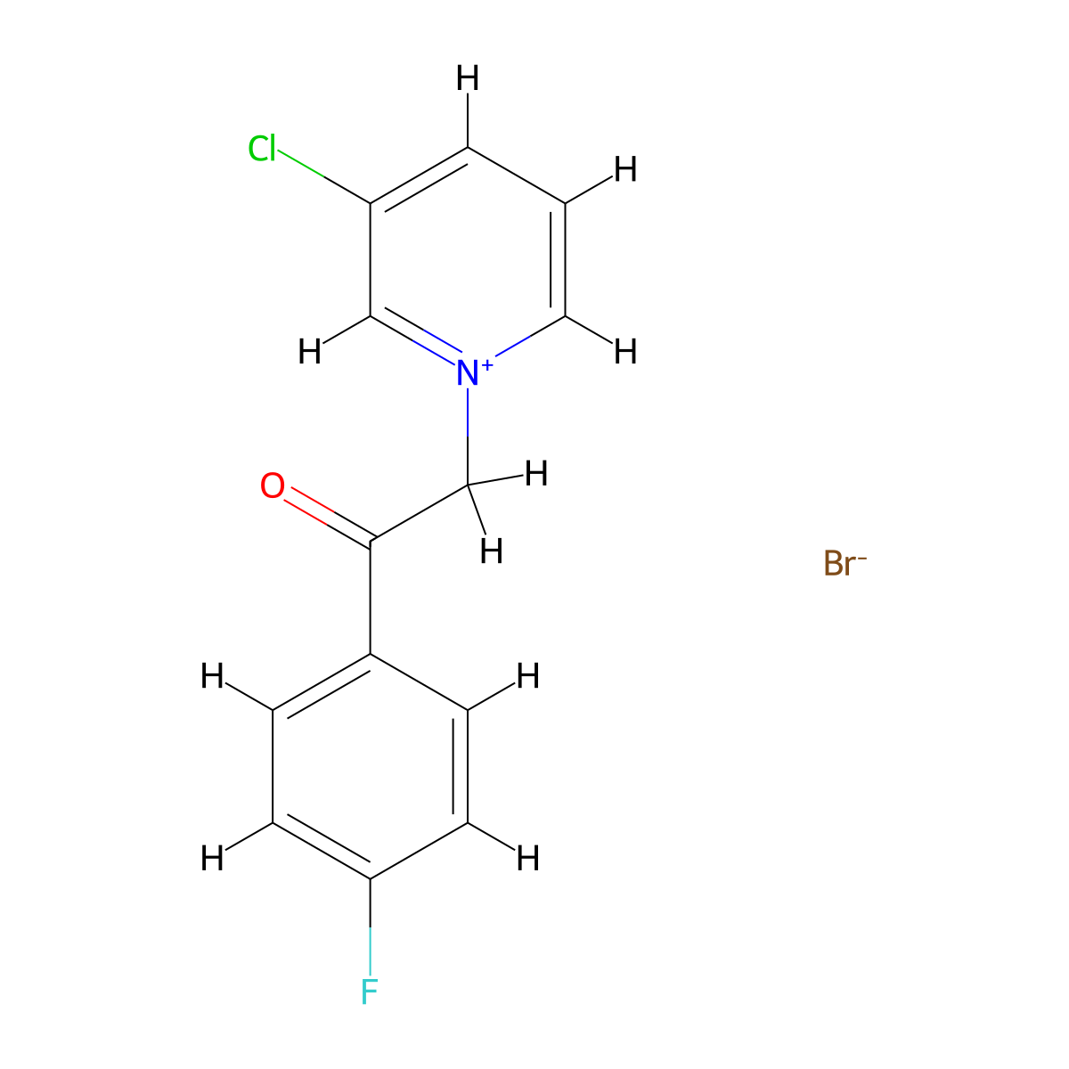 3-Chloro-1-[2-(4-fluorophenyl)-2-oxoethyl]pyridin-1-ium bromide molecular structure, CAS 326-01-2