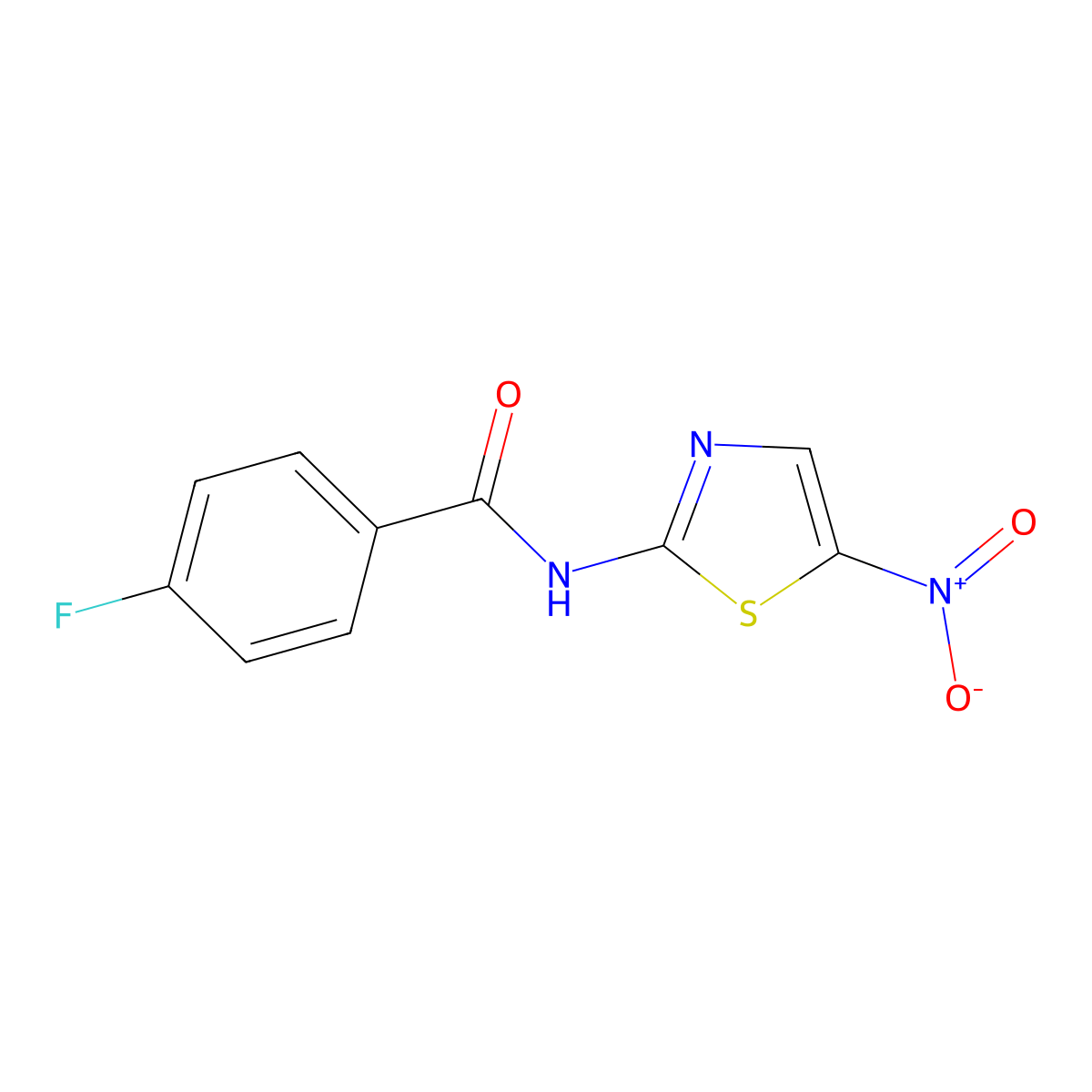4-fluoro-N-(5-nitro-1,3-thiazol-2-yl)benzamide molecular structure, CAS 326-05-6