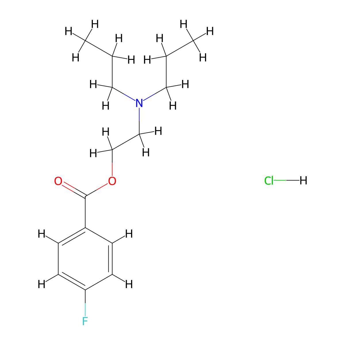 Benzoic acid, p-fluoro-, dipropylaminoethyl ester, hydrochloride molecular structure, CAS 326-39-6