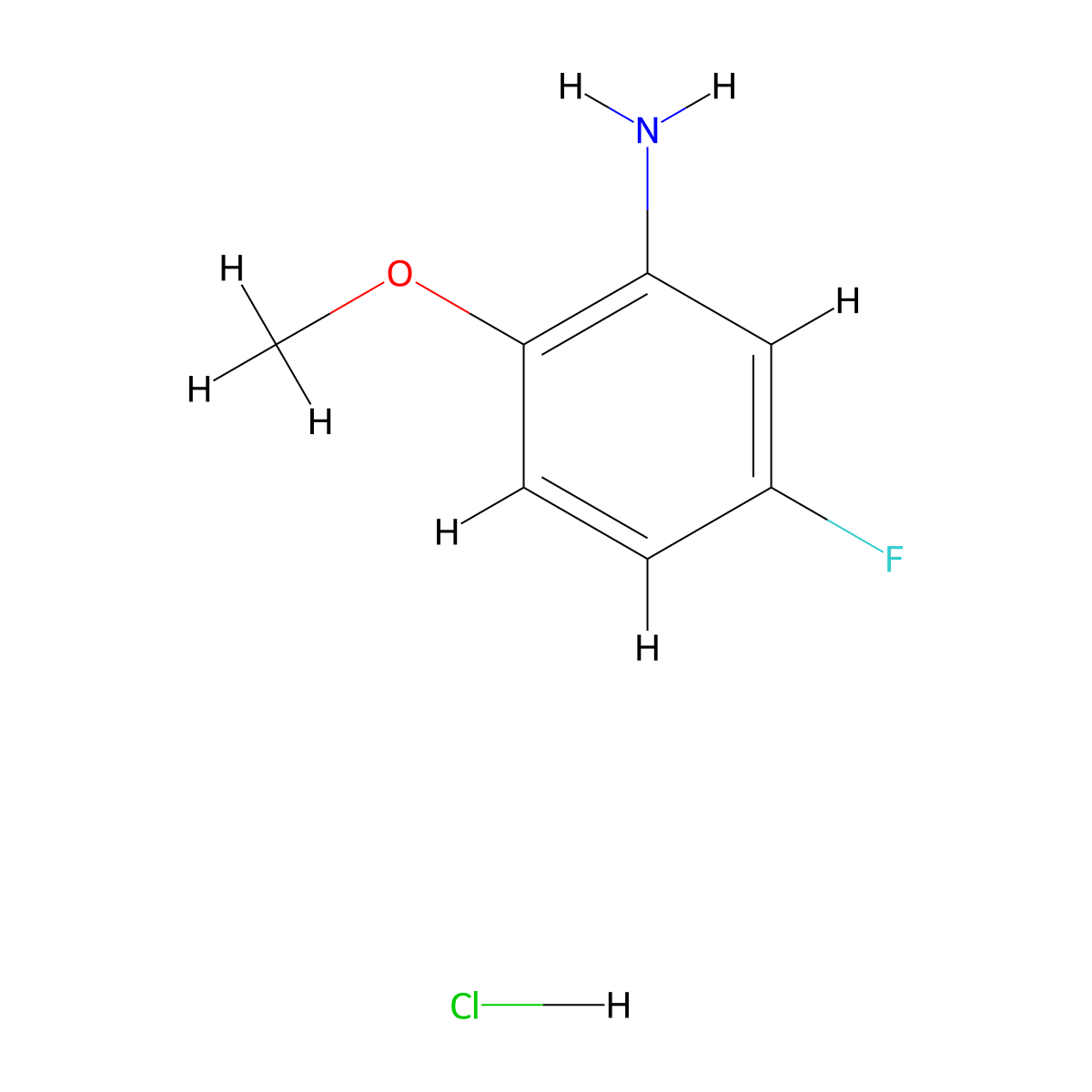 5-Fluoro-2-methoxyaniline hydrochloride molecular structure, CAS 326-83-0