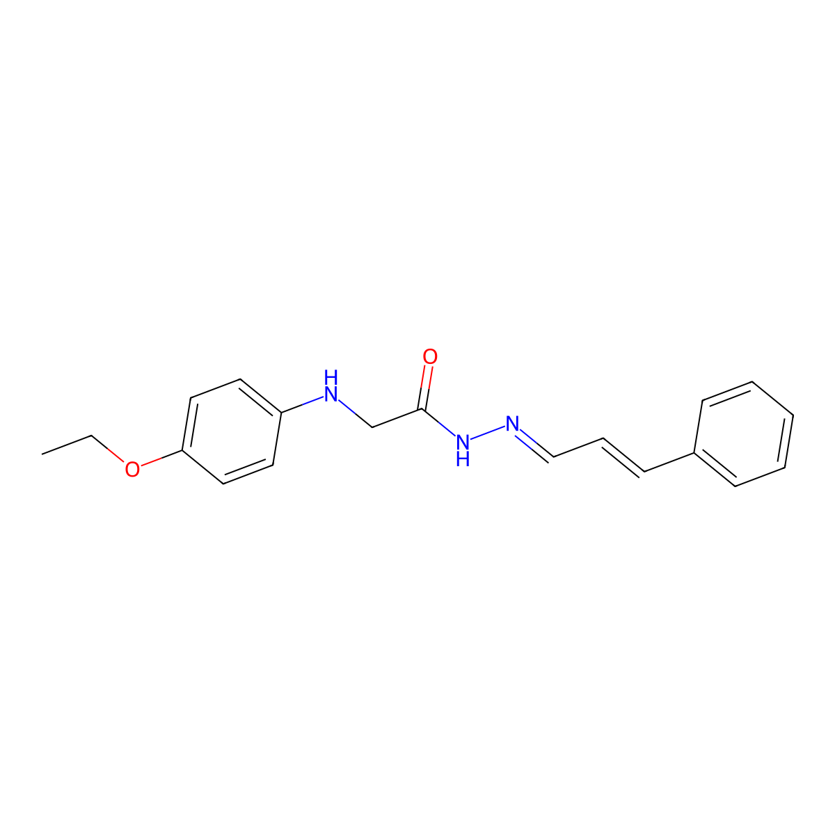 Glycine, N-(4-ethoxyphenyl)-, (3-phenyl-2-propenylidene)hydrazide molecular structure, CAS 326001-02-9