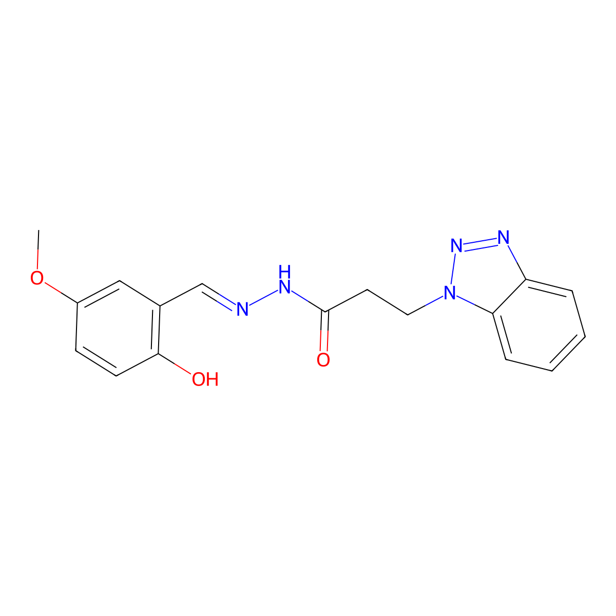3-(1-benzotriazolyl)-N'-[(3-methoxy-6-oxo-1-cyclohexa-2,4-dienylidene)methyl]propanehydrazide molecular structure, CAS 326002-02-2