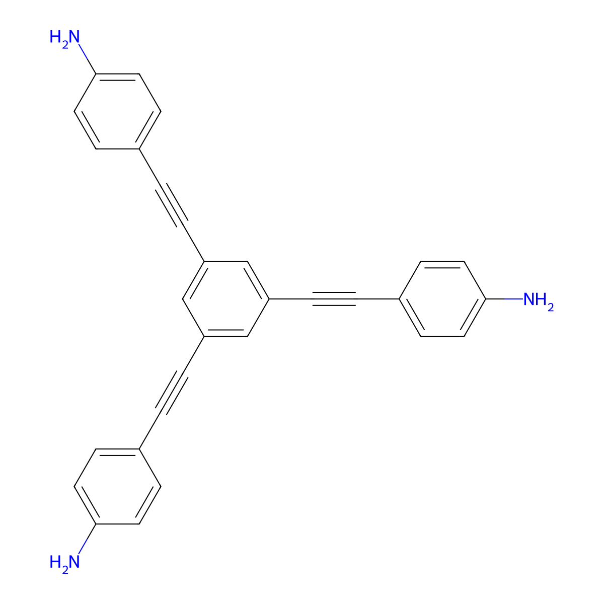 4,4',4''-(Benzene-1,3,5-triyltris(ethyne-2,1-diyl))trianiline molecular structure, CAS 326002-91-9