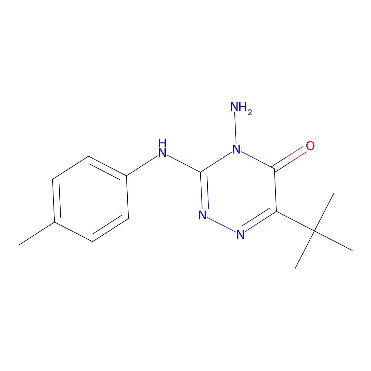 4-Amino-6-tert-butyl-3-(4-methylanilino)-1,2,4-triazin-5-one molecular structure, CAS 326003-98-9