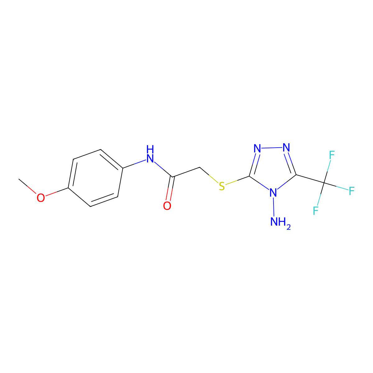 2-((4-Amino-5-(trifluoromethyl)-4H-1,2,4-triazol-3-YL)sulfanyl)-N-(4-methoxyphenyl)acetamide molecular structure, CAS 326004-05-1