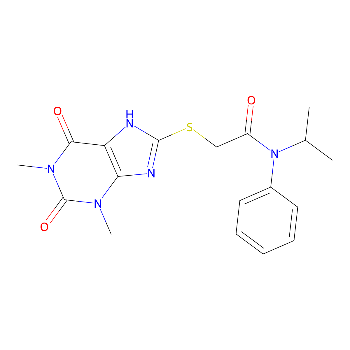 2-[(1,3-dimethyl-2,6-dioxo-2,3,6,7-tetrahydro-1H-purin-8-yl)sulfanyl]-N-phenyl-N-(propan-2-yl)acetamide molecular structure, CAS 326004-37-9
