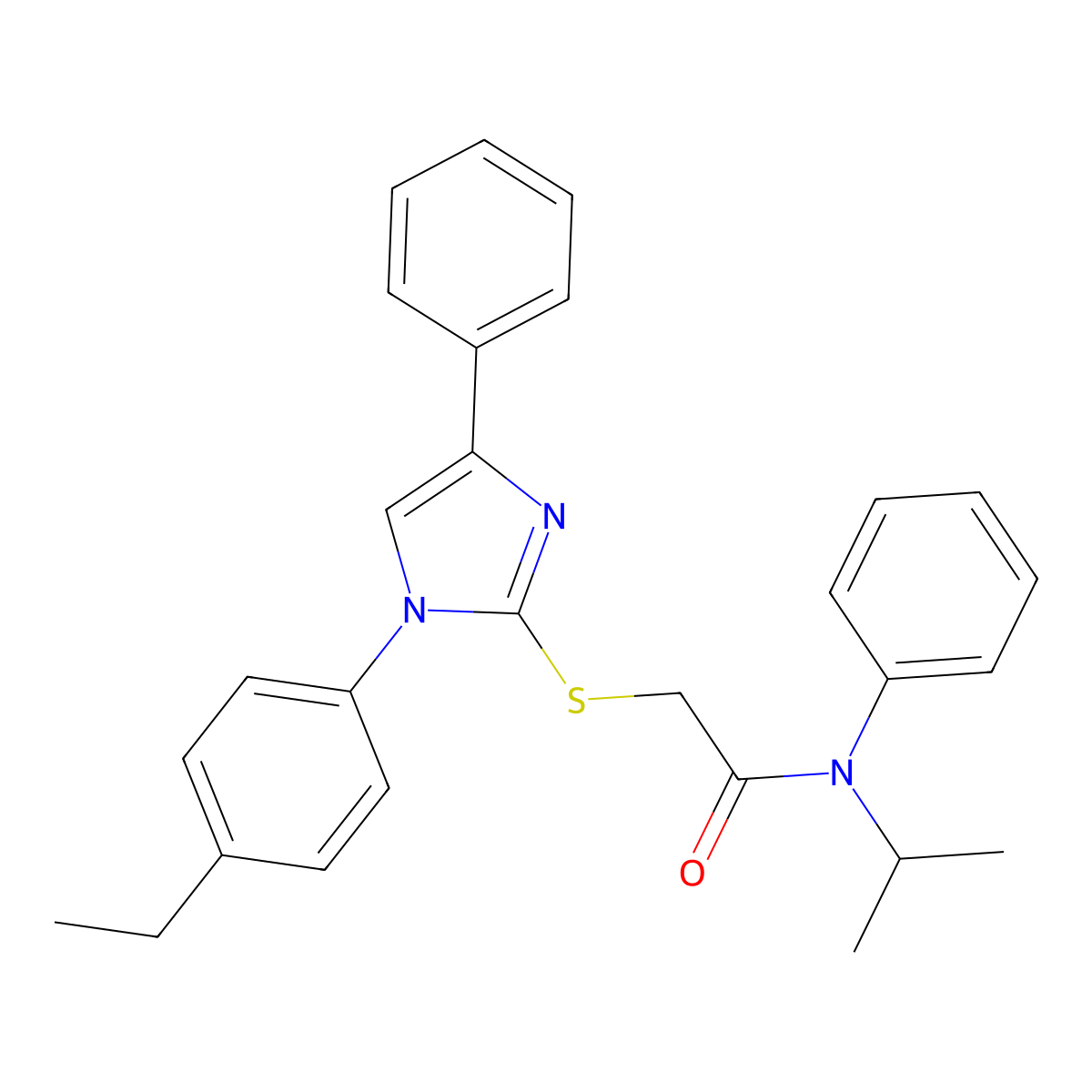 2-((1-(4-ethylphenyl)-4-phenyl-1H-imidazol-2-yl)thio)-N-isopropyl-N-phenylacetamide molecular structure, CAS 326004-38-0
