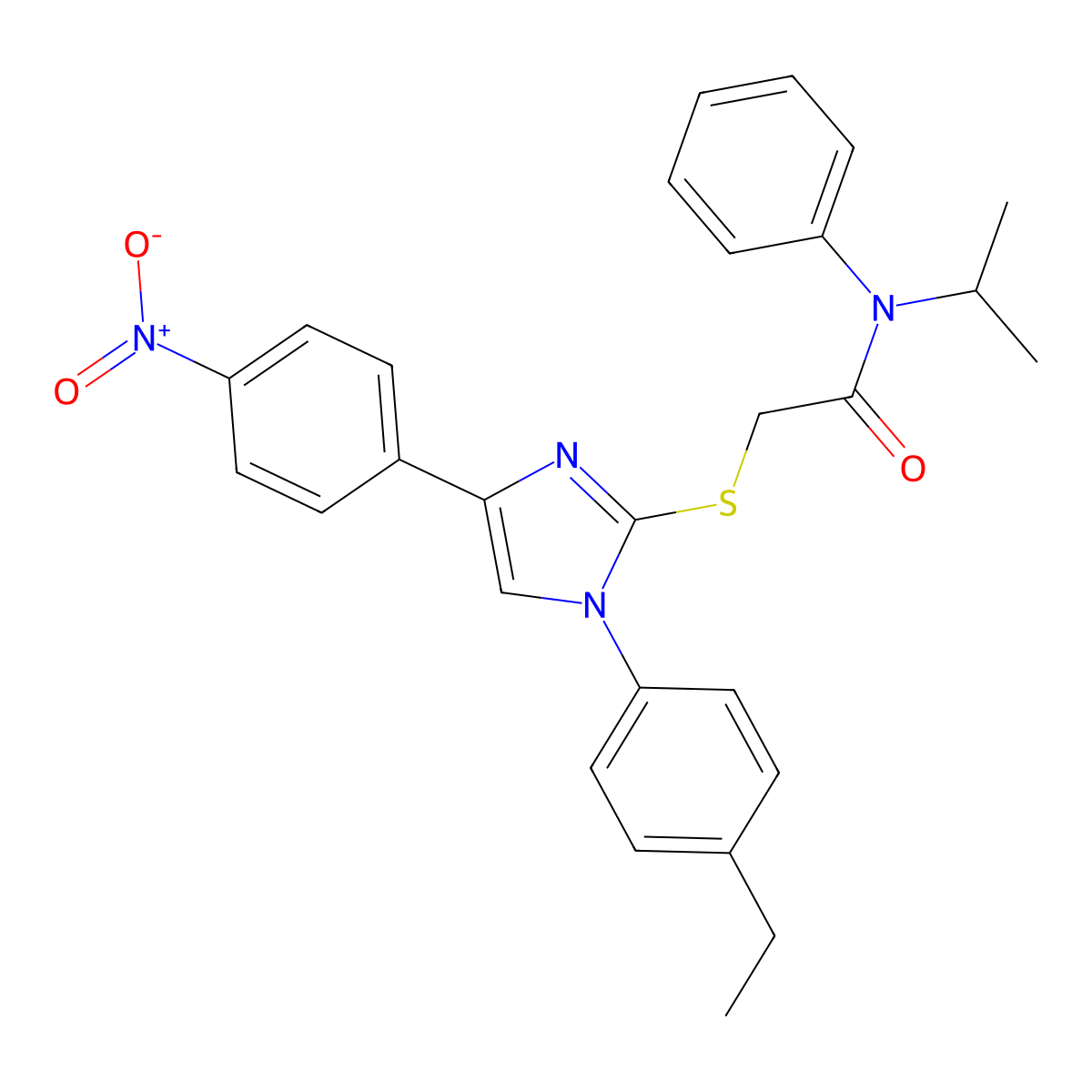 2-((1-(4-ethylphenyl)-4-(4-nitrophenyl)-1H-imidazol-2-yl)thio)-N-isopropyl-N-phenylacetamide molecular structure, CAS 326004-40-4