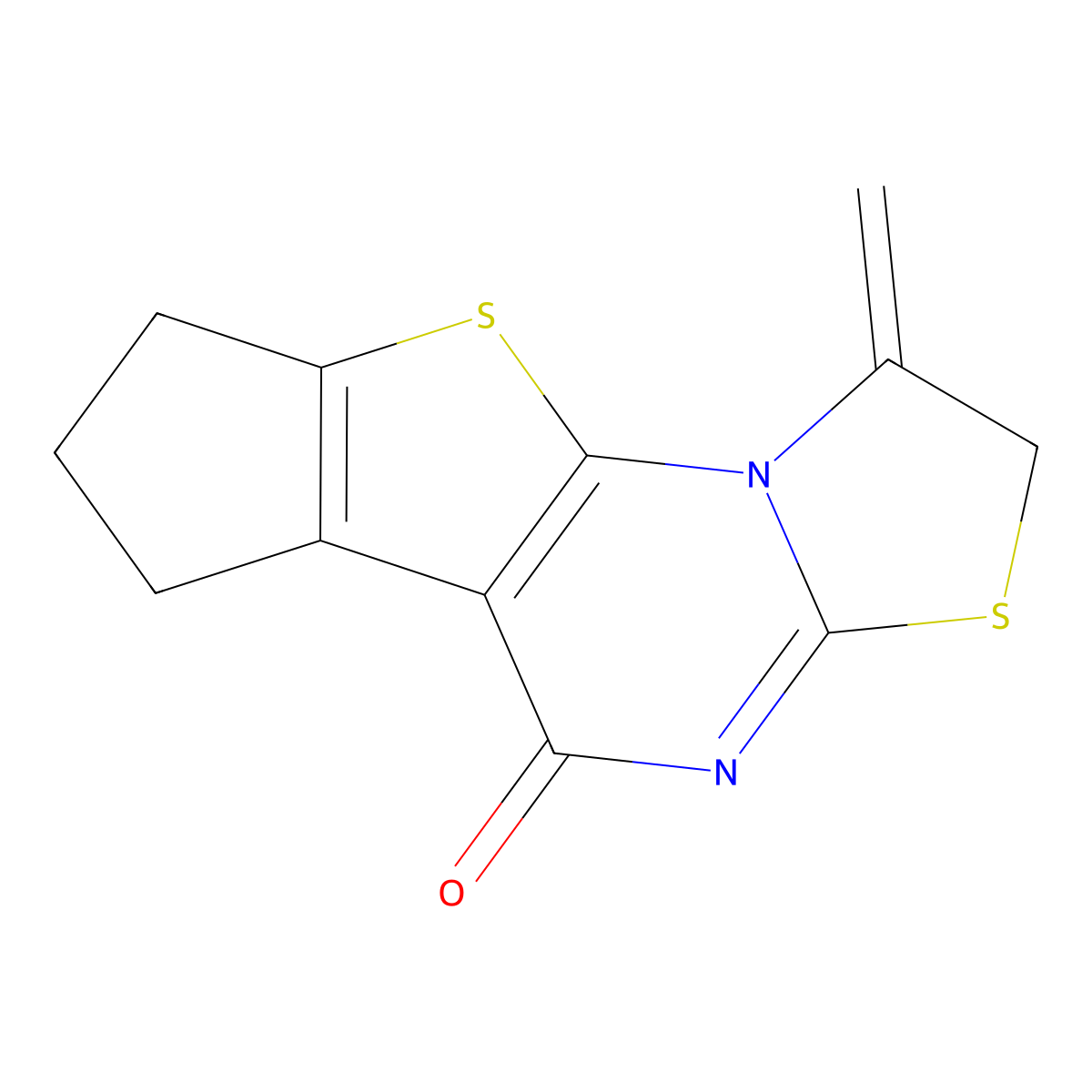1-methylene-1,2,7,8-tetrahydro-5H,6H-cyclopenta[4,5]thieno[3,2-e][1,3]thiazolo[3,2-a]pyrimidin-5-one molecular structure, CAS 326007-06-1