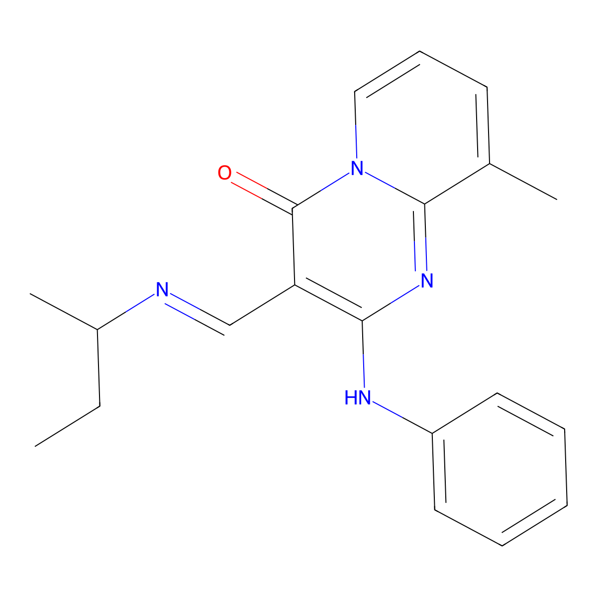 (E)-3-((sec-butylimino)methyl)-9-methyl-2-(phenylamino)-4H-pyrido[1,2-a]pyrimidin-4-one molecular structure, CAS 326007-27-6