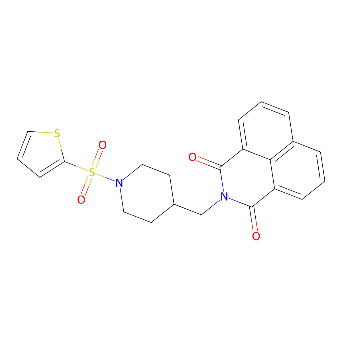 2-((1-(thiophen-2-ylsulfonyl)piperidin-4-yl)methyl)-1H-benzo[de]isoquinoline-1,3(2H)-dione molecular structure, CAS 326007-39-0
