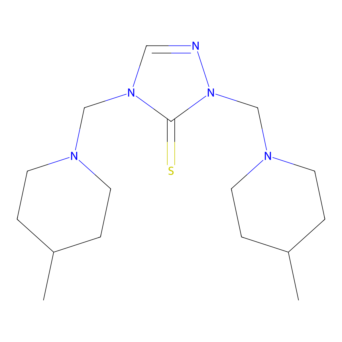 2,4-bis[(4-methylpiperidin-1-yl)methyl]-2,4-dihydro-3H-1,2,4-triazole-3-thione molecular structure, CAS 326007-55-0