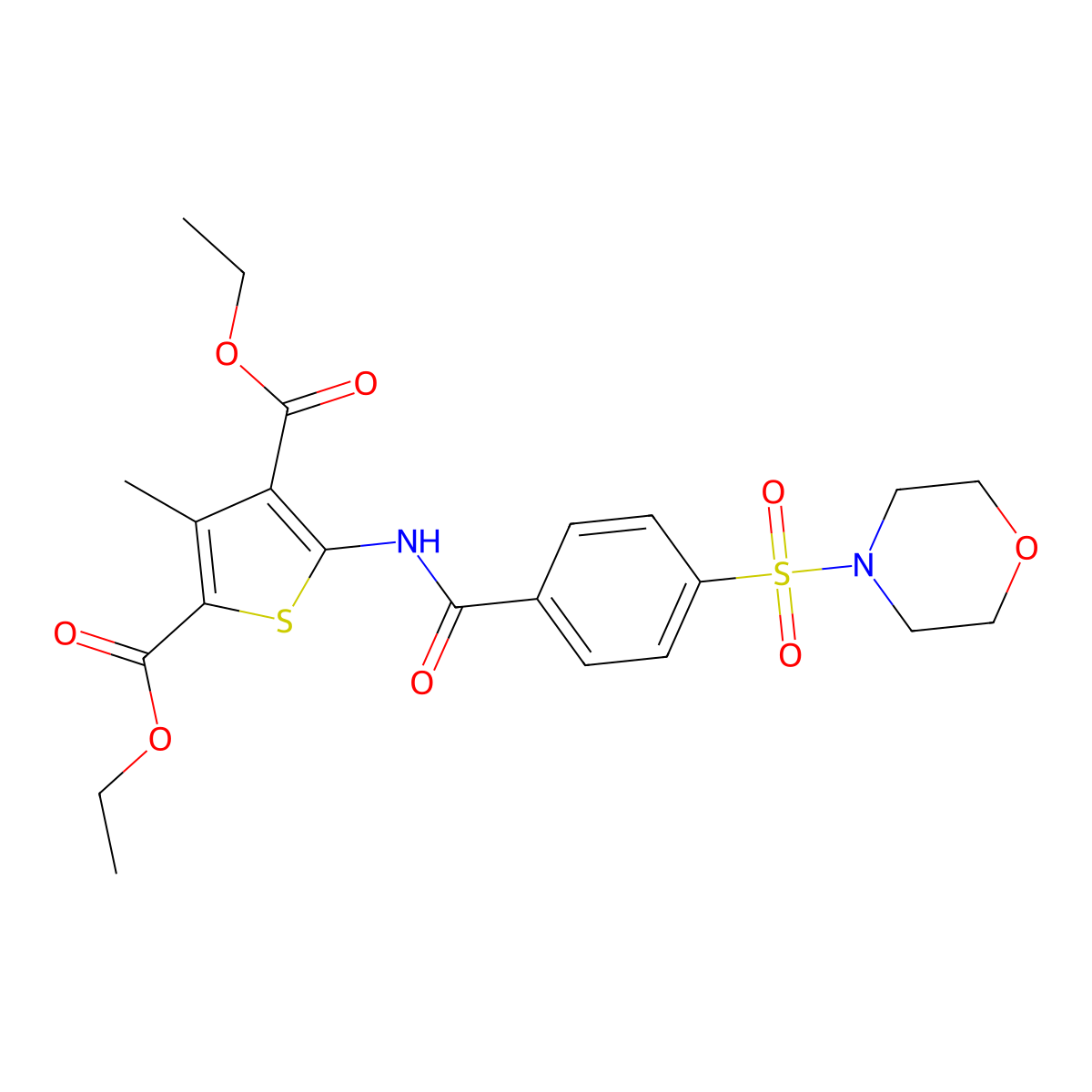 Diethyl 3-methyl-5-(4-(morpholinosulfonyl)benzamido)thiophene-2,4-dicarboxylate molecular structure, CAS 326007-61-8