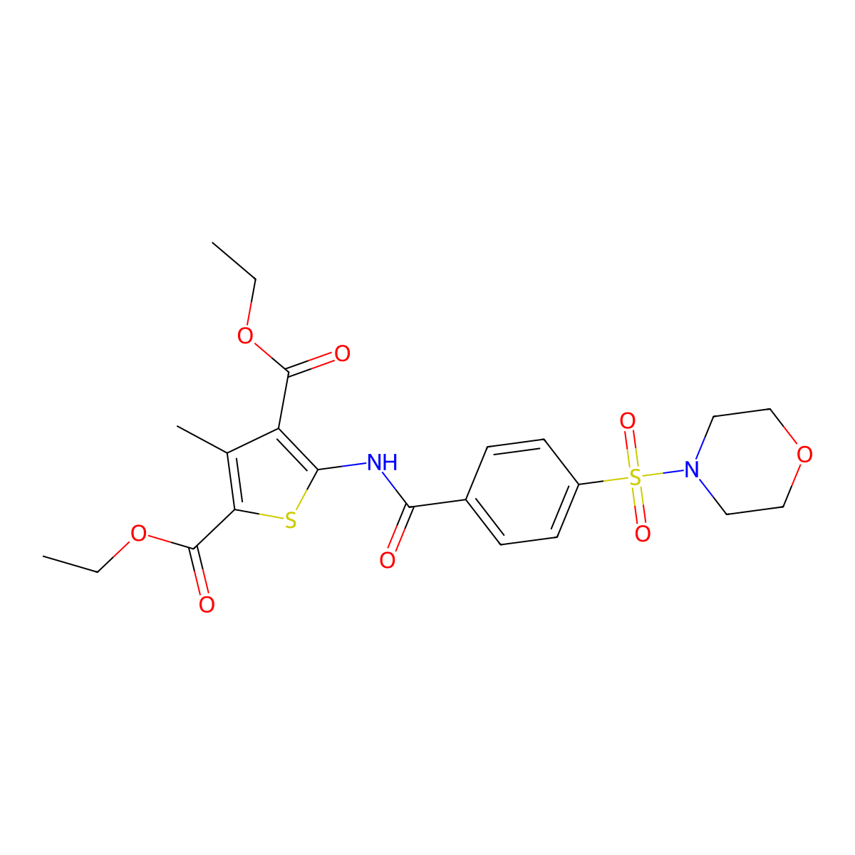 Diethyl 3-methyl-5-(4-(morpholinosulfonyl)benzamido)thiophene-2,4-dicarboxylate molecular structure, CAS 326007-61-8