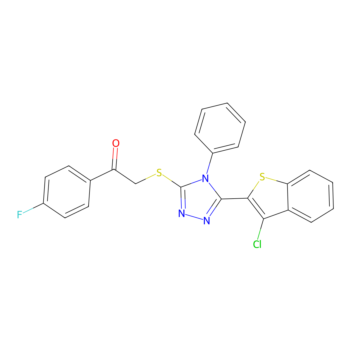 2-{[5-(3-chloro-1-benzothiophen-2-yl)-4-phenyl-4H-1,2,4-triazol-3-yl]sulfanyl}-1-(4-fluorophenyl)ethanone molecular structure, CAS 326007-64-1