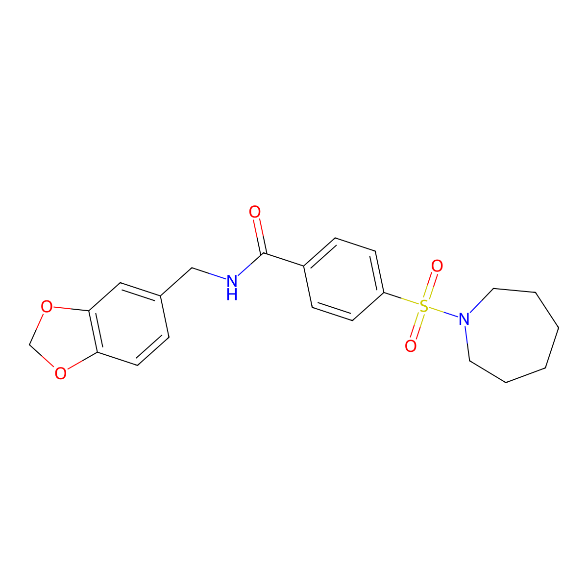 4-(1-azepanylsulfonyl)-N-(1,3-benzodioxol-5-ylmethyl)benzamide molecular structure, CAS 326007-65-2