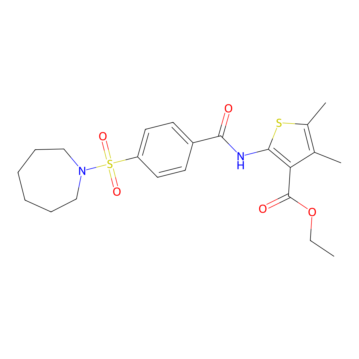 Ethyl 2-(4-(azepan-1-ylsulfonyl)benzamido)-4,5-dimethylthiophene-3-carboxylate molecular structure, CAS 326007-66-3