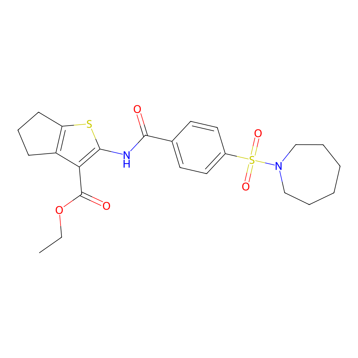 ethyl 2-[[4-(azepan-1-ylsulfonyl)benzoyl]amino]-5,6-dihydro-4H-cyclopenta[b]thiophene-3-carboxylate molecular structure, CAS 326007-67-4