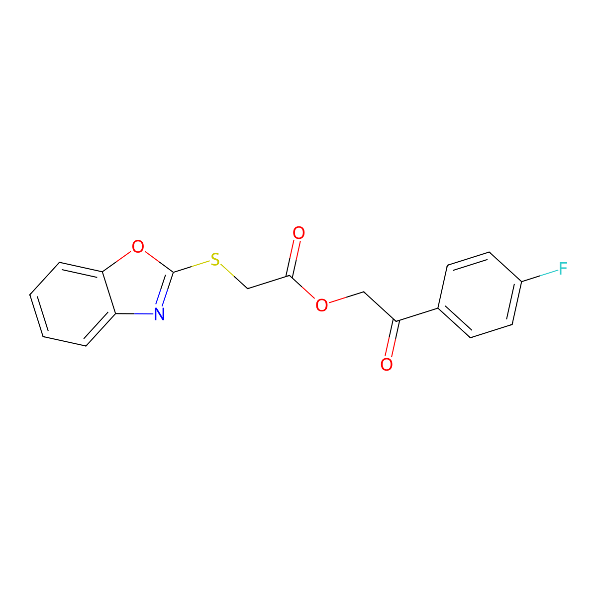 2-(4-Fluorophenyl)-2-oxoethyl (1,3-benzoxazol-2-ylsulfanyl)acetate molecular structure, CAS 326007-68-5