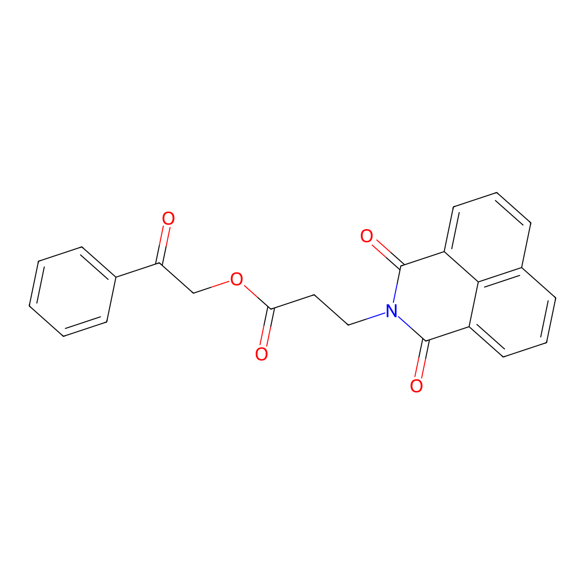 2-oxo-2-phenylethyl 3-(1,3-dioxo-1H-benzo[de]isoquinolin-2(3H)-yl)propanoate molecular structure, CAS 326007-72-1