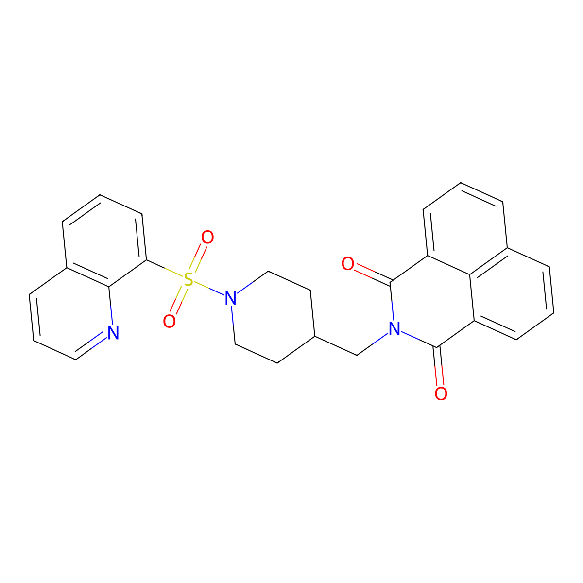 2-((1-(quinolin-8-ylsulfonyl)piperidin-4-yl)methyl)-1H-benzo[de]isoquinoline-1,3(2H)-dione molecular structure, CAS 326007-84-5