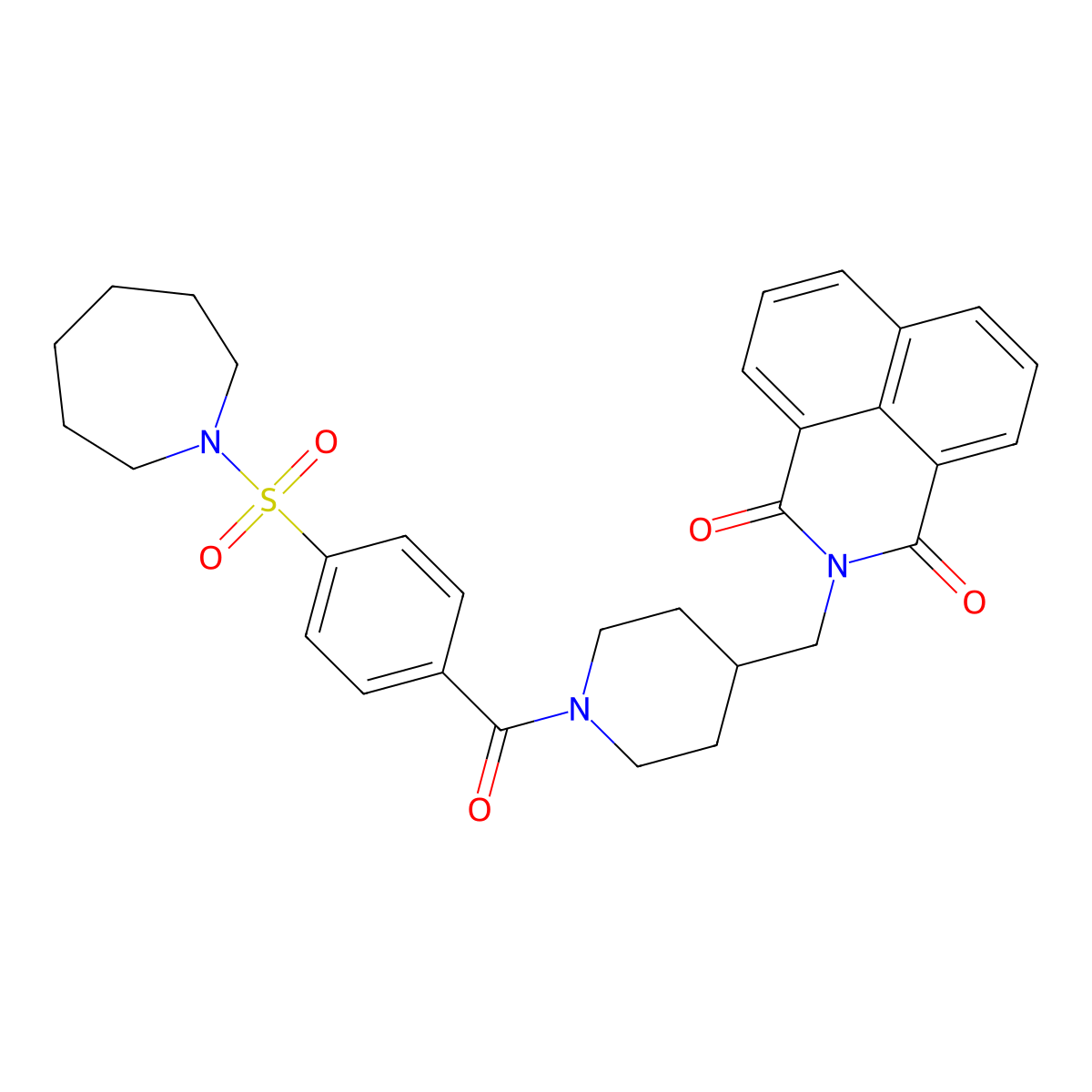 2-((1-(4-(azepan-1-ylsulfonyl)benzoyl)piperidin-4-yl)methyl)-1H-benzo[de]isoquinoline-1,3(2H)-dione molecular structure, CAS 326007-85-6