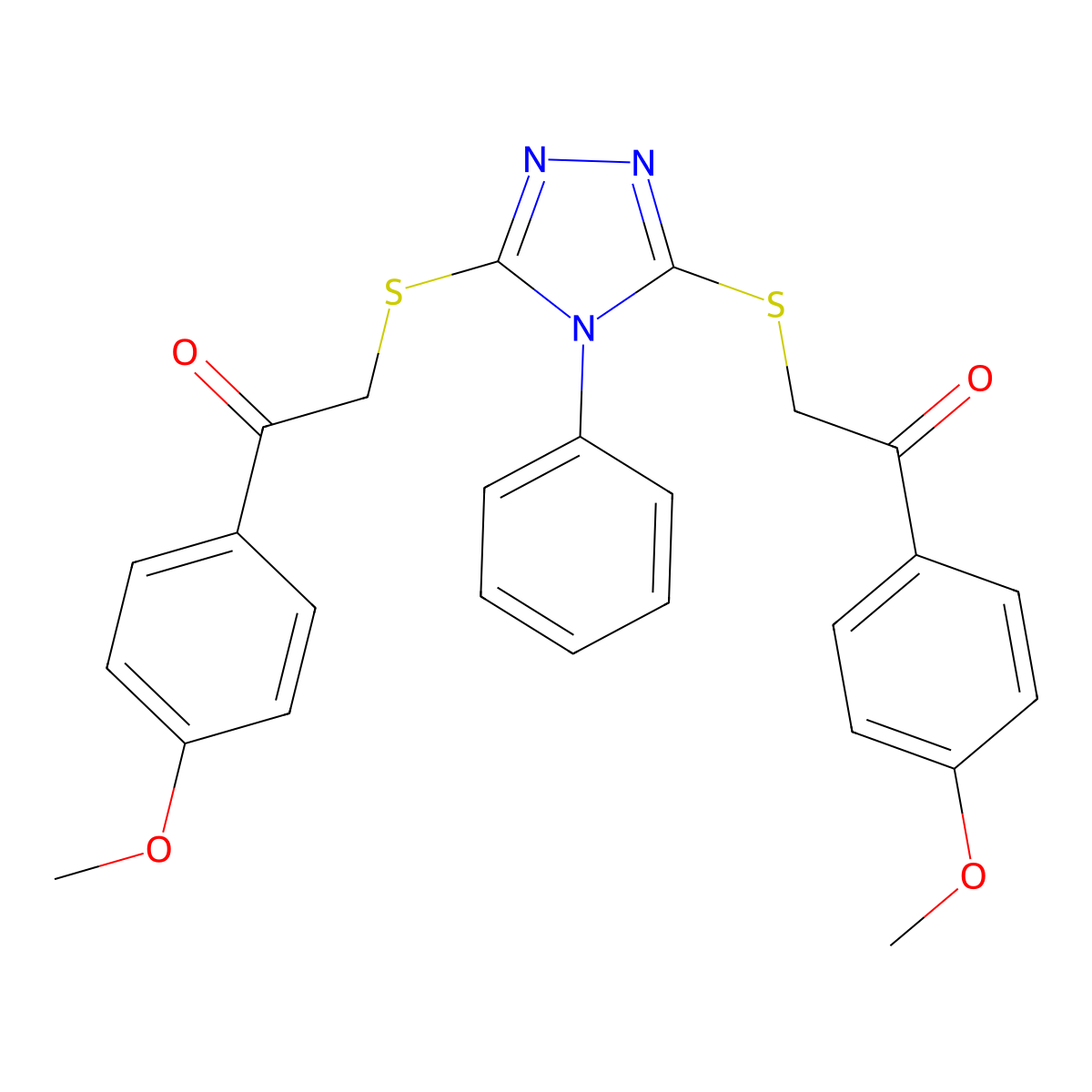1-(4-Methoxyphenyl)-2-[[5-[2-(4-methoxyphenyl)-2-oxoethyl]sulfanyl-4-phenyl-1,2,4-triazol-3-yl]sulfanyl]ethanone molecular structure, CAS 326007-93-6