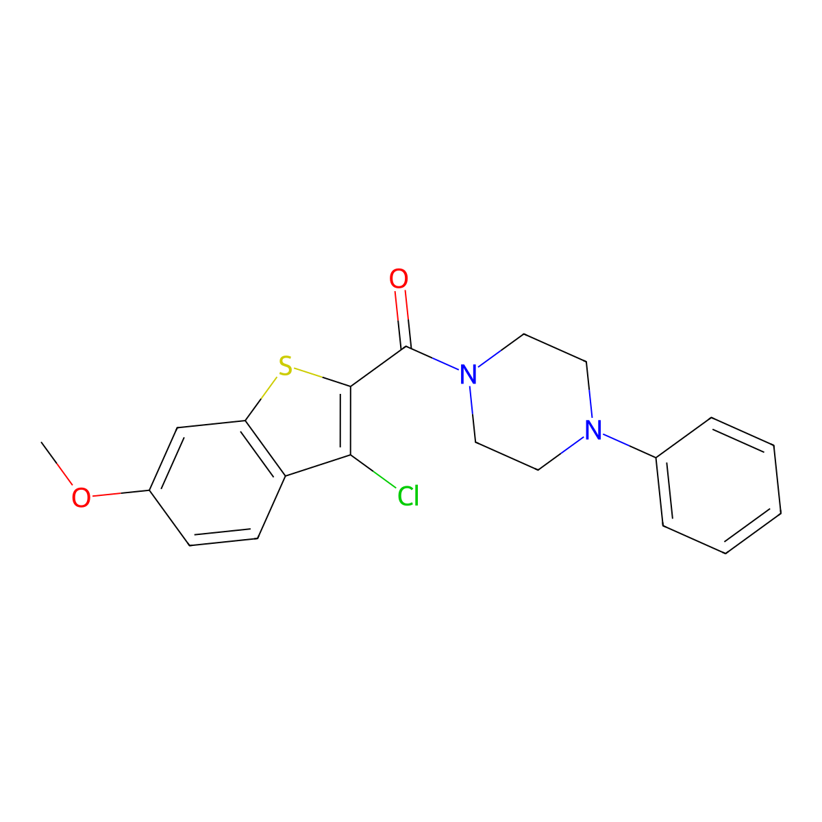 3-Chloro-6-methoxybenzo[b]thiophen-2-yl 4-phenylpiperazinyl ketone molecular structure, CAS 326007-95-8