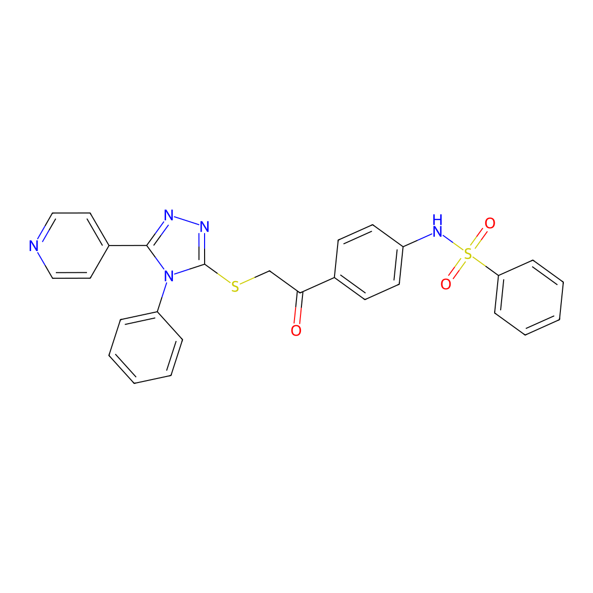 N-[4-[2-[(4-phenyl-5-pyridin-4-yl-1,2,4-triazol-3-yl)sulfanyl]acetyl]phenyl]benzenesulfonamide molecular structure, CAS 326007-99-2