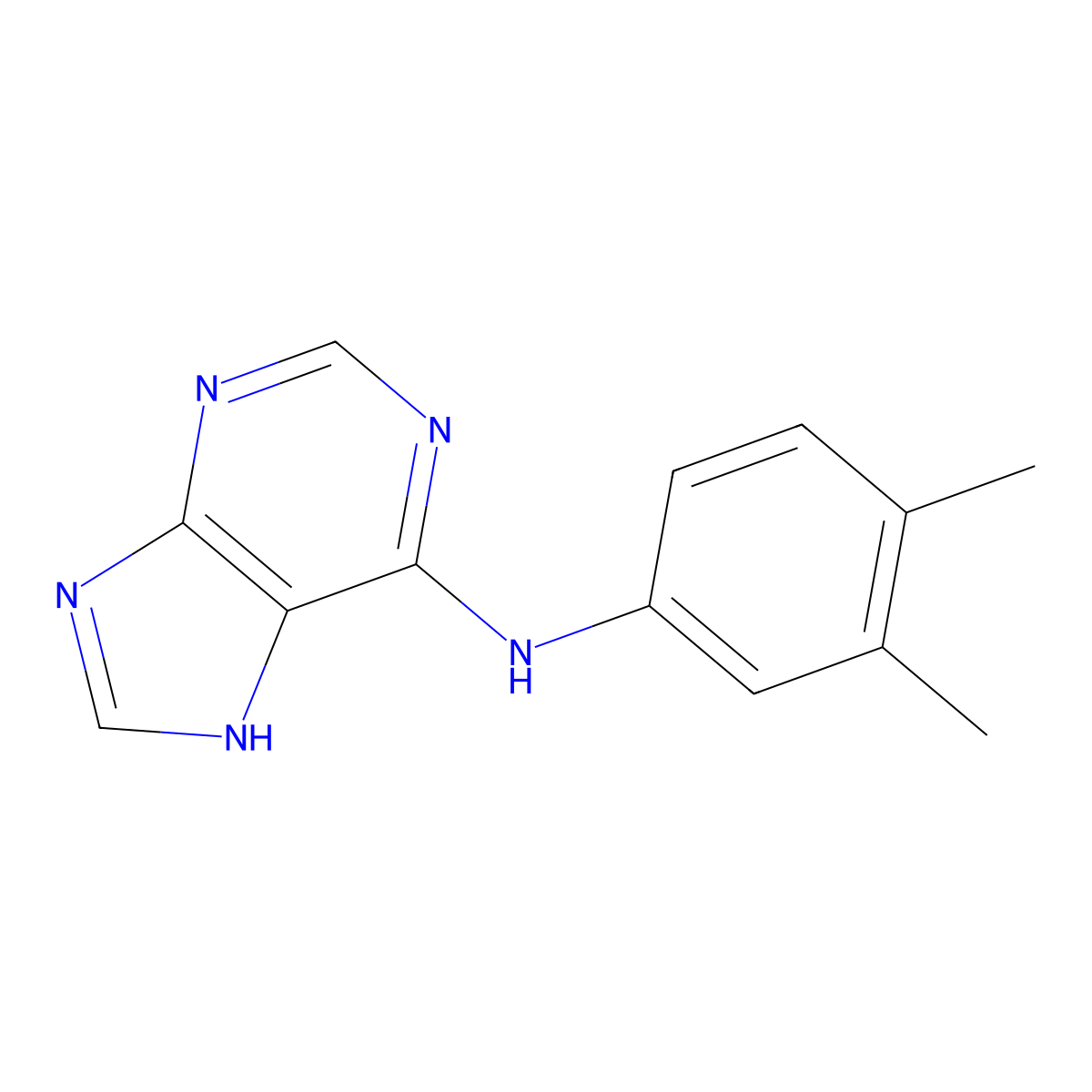 N-(3,4-dimethylphenyl)-9H-purin-6-amine molecular structure, CAS 326008-19-9