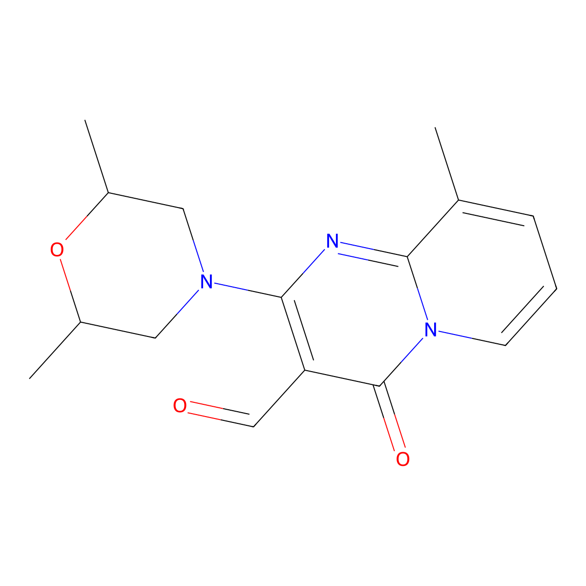 2-(2,6-dimethylmorpholino)-9-methyl-4-oxo-4H-pyrido[1,2-a]pyrimidine-3-carbaldehyde molecular structure, CAS 326008-25-7