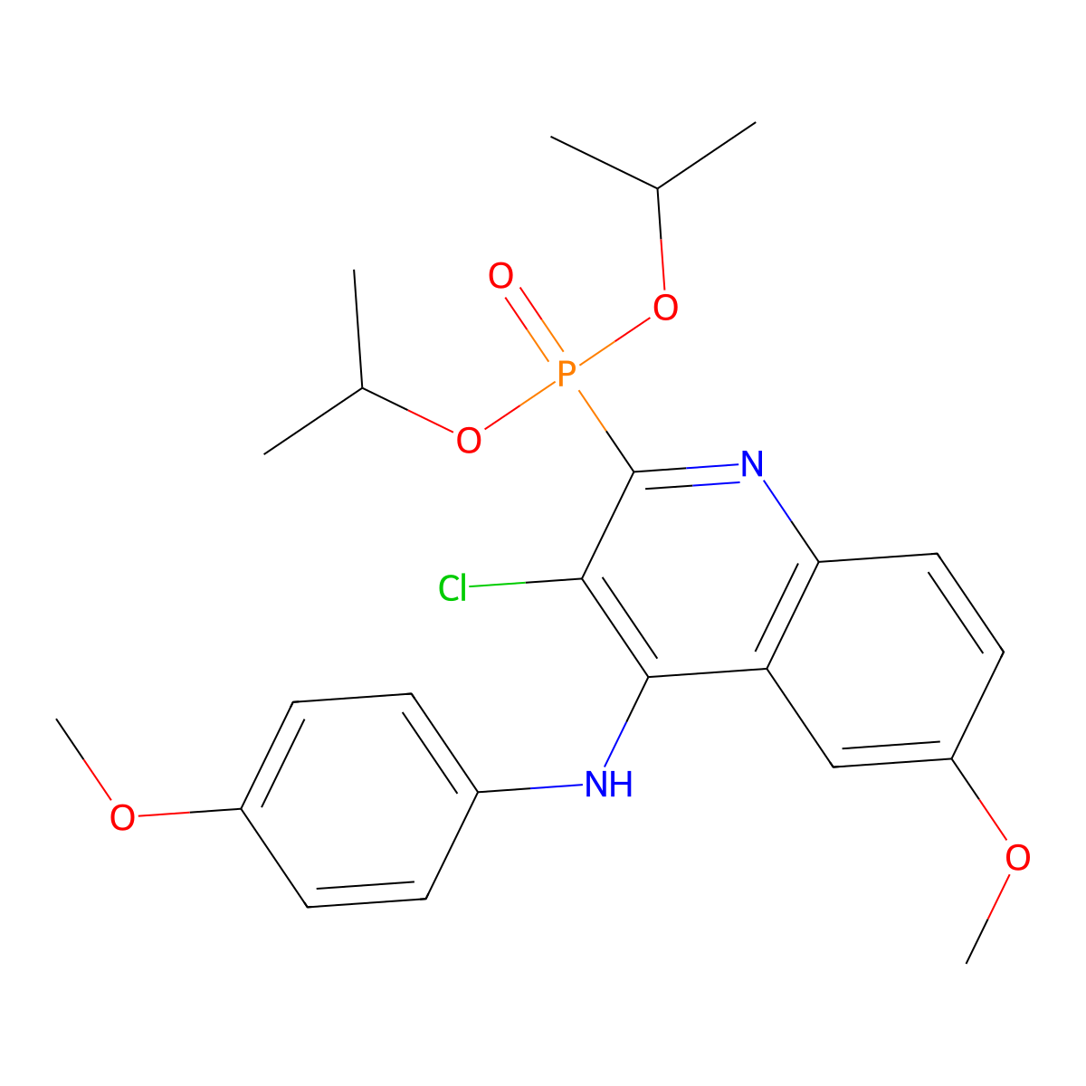 3-chloro-2-di(propan-2-yloxy)phosphoryl-6-methoxy-N-(4-methoxyphenyl)quinolin-4-amine molecular structure, CAS 326008-31-5