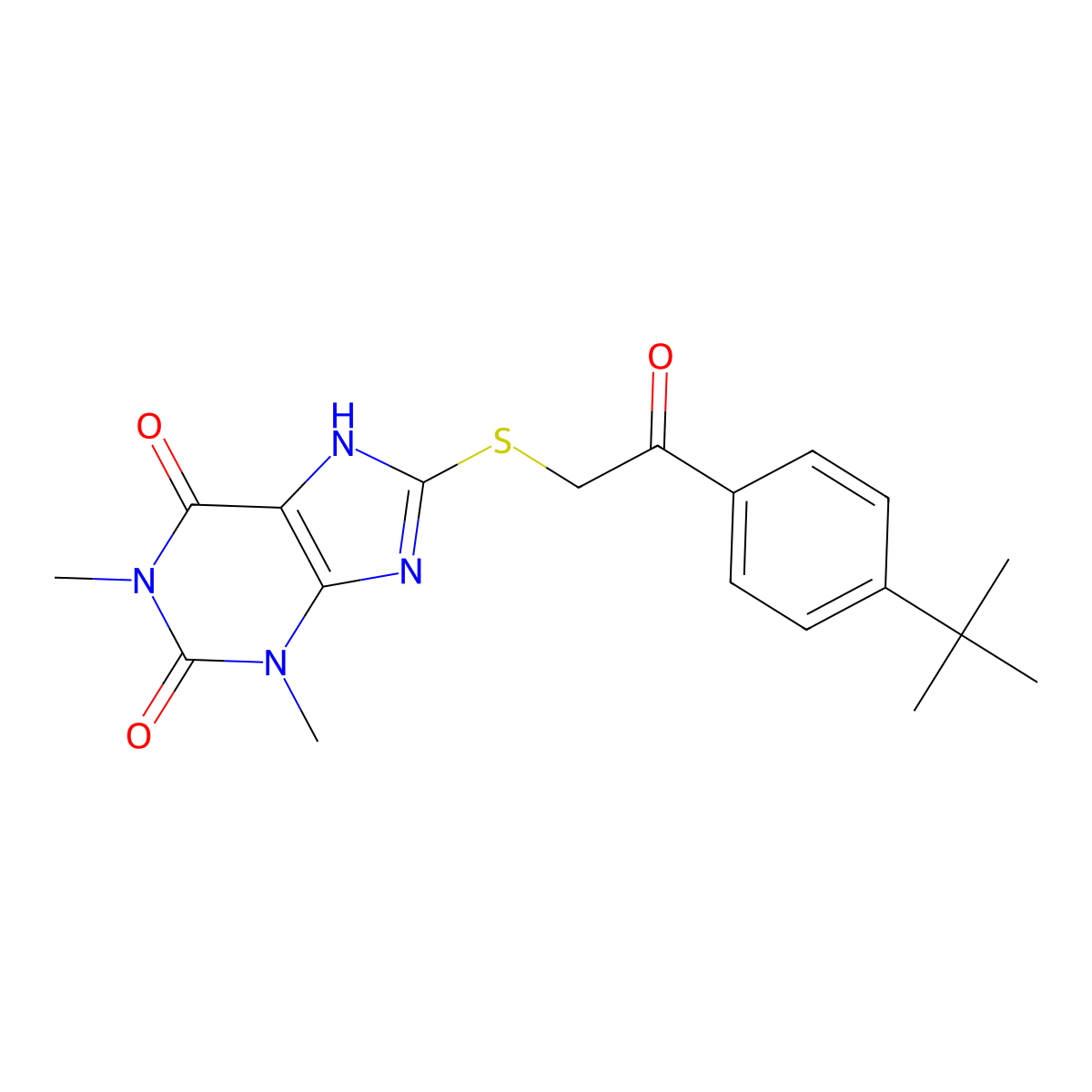 8-[2-(4-tert-butylphenyl)-2-oxoethyl]sulfanyl-1,3-dimethyl-7H-purine-2,6-dione molecular structure, CAS 326009-59-0
