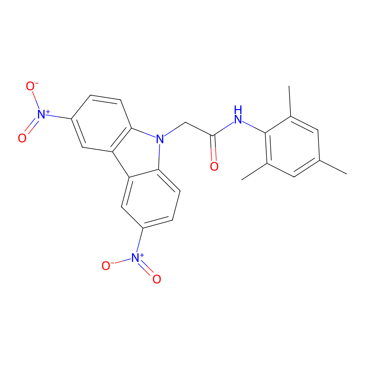2-(3,6-dinitro-9H-carbazol-9-yl)-N-mesitylacetamide molecular structure, CAS 326013-05-2